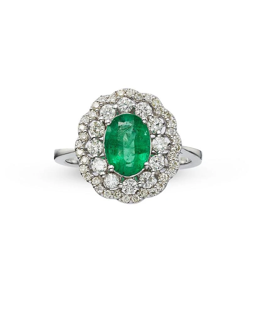 Emerald and Diamond Statement Ring in 14K White Gold 商品