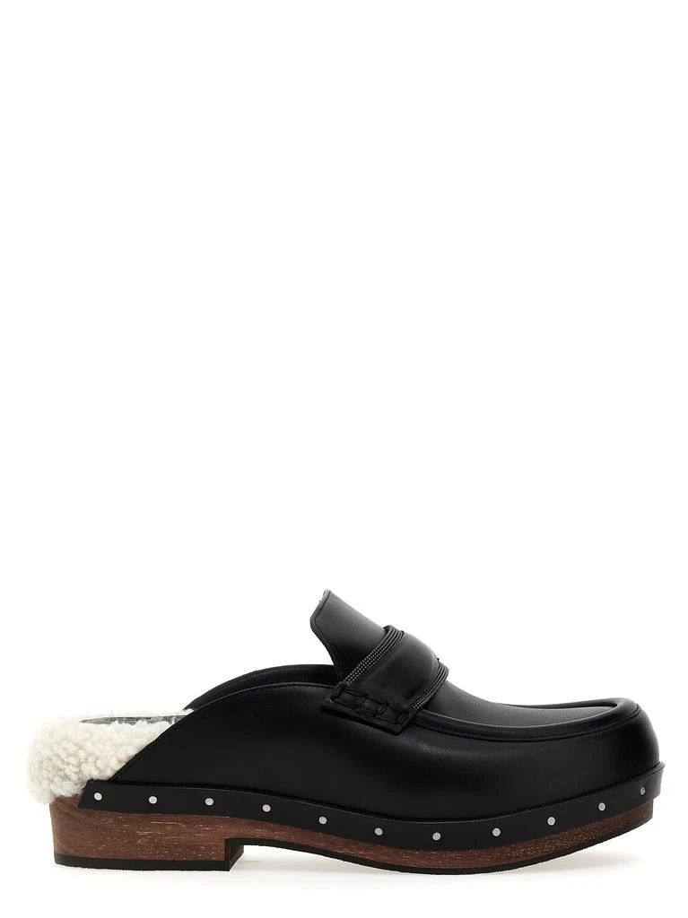 商品Brunello Cucinelli|Monile Clogs Flat Shoes Black,价格¥5393,第1张图片