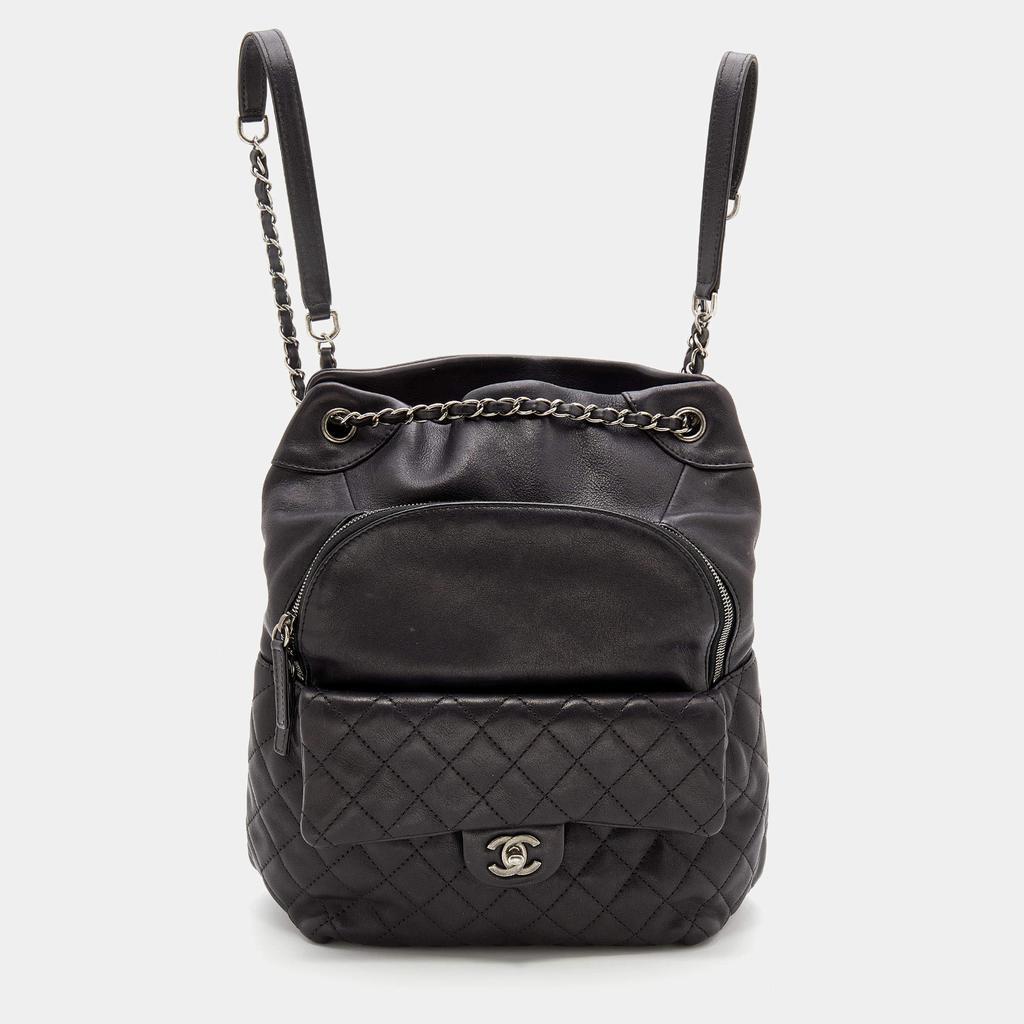 商品[二手商品] Chanel|Chanel Black Quilted Leather Small Drawstring CC Flap Backpack,价格¥18299,第1张图片