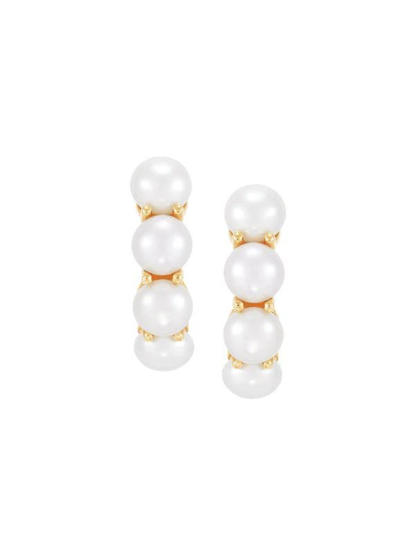 商品Saks Fifth Avenue|14K Yellow Gold & 5-5.5MM Cultured Freshwater Pearl Huggie Earrings,价格¥3635,第4张图片详细描述