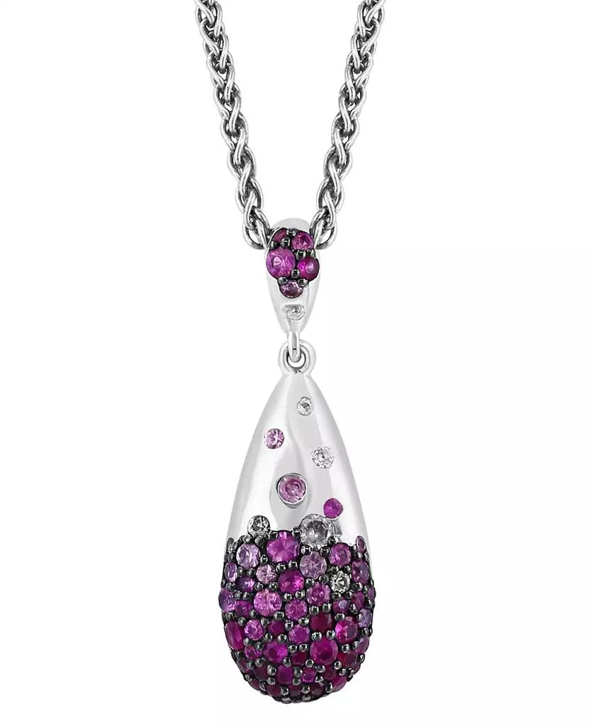商品Effy|EFFY® Ruby (3/4 ct. t.w.) & White Sapphire (3/8 ct. t.w.) Ombré Cluster 18" Pendant Necklace in Sterling Silver,价格¥1575,第4张图片详细描述