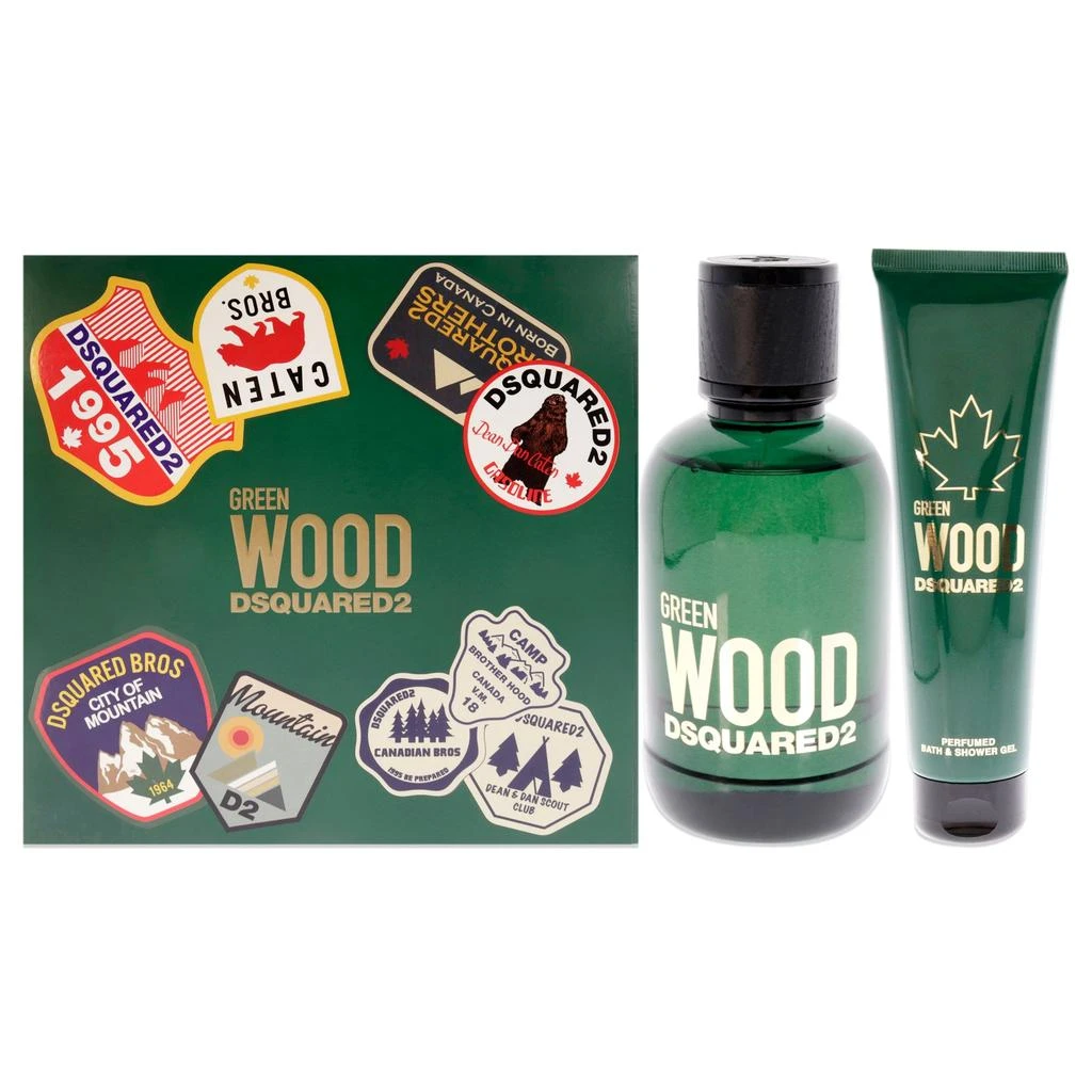 商品DSQUARED2|Green Wood by Dsquared2 for Men - 2 Pc Gift Set 3.4oz EDT Spray, 5.0oz Bath and Shower Gel,价格¥377,第1张图片