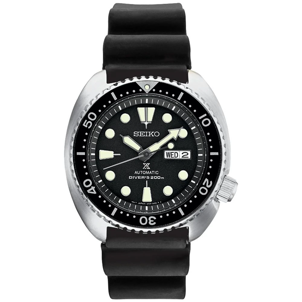 商品Seiko|Men's Automatic Prospex Diver Black Silicone Strap Watch 45mm,价格¥3713,第1张图片