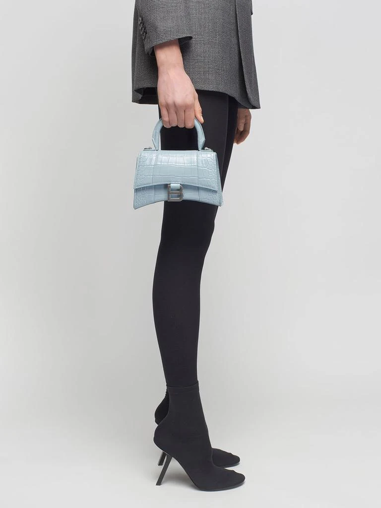 商品Balenciaga|Xs Hourglass Shiny Embossed Leather Bag,价格¥20880,第2张图片详细描述