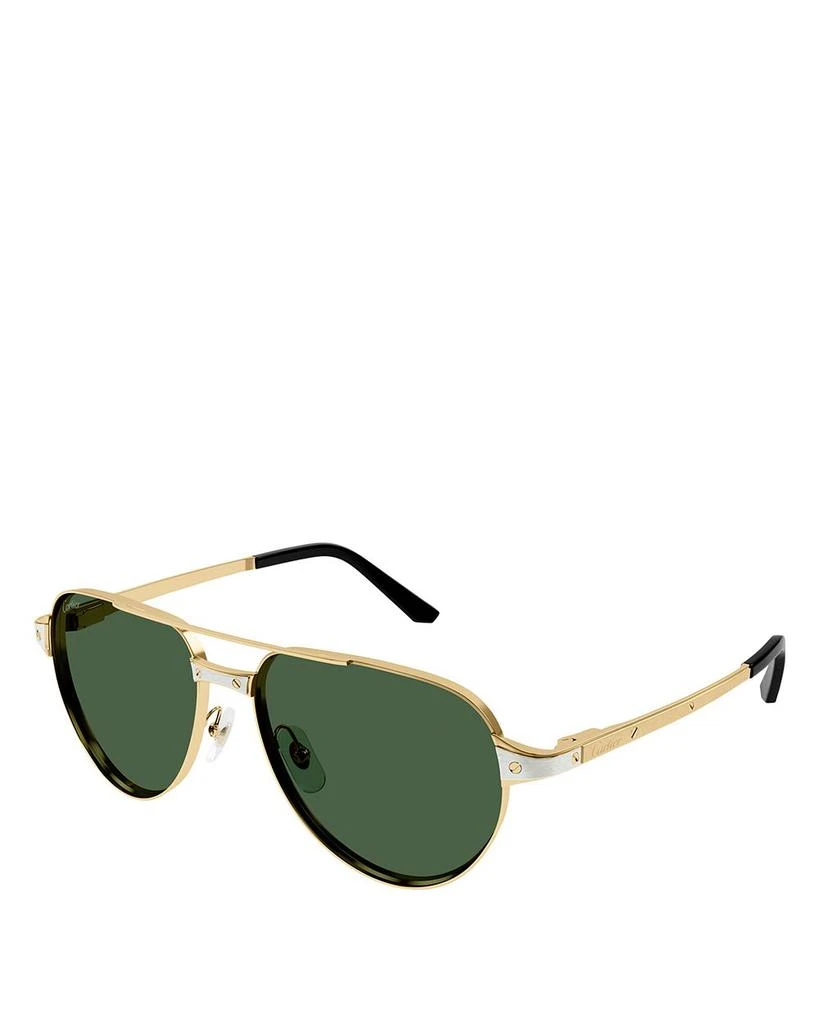 商品Cartier|Santos Evolution 24K Gold & Platinum Plated Pilot Sunglasses, 59mm,价格¥11935,第1张图片