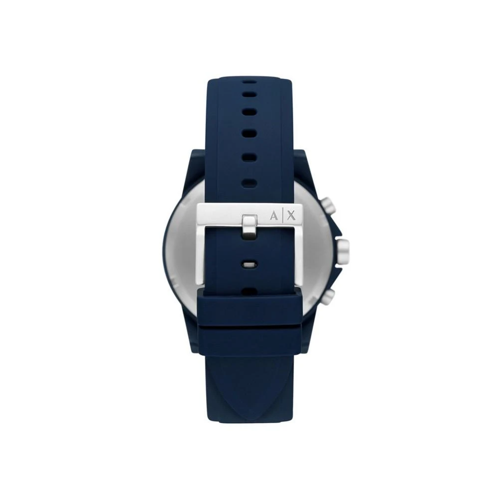 商品Armani Exchange|Men's Chronograph Blue Silicone Strap Watch 44mm and Bracelet Gift Set,价格¥869,第3张图片详细描述