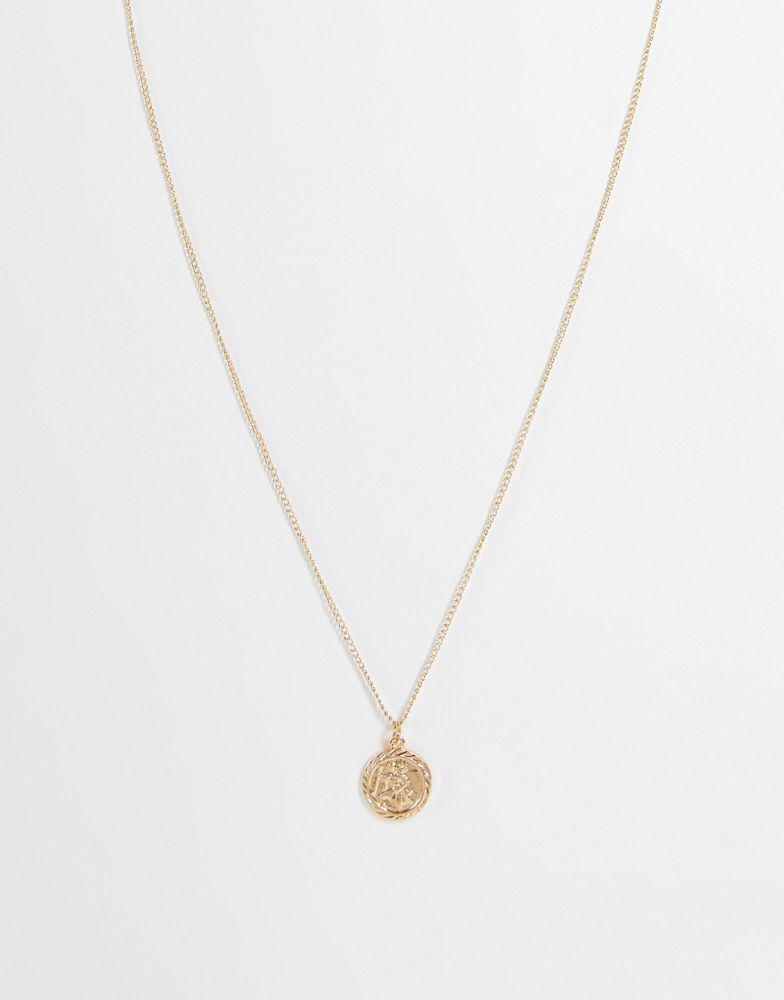 商品Reclaimed Vintage|Reclaimed Vintage inspired St Christopher necklace in gold exclusive at ASOS,价格¥104,第1张图片