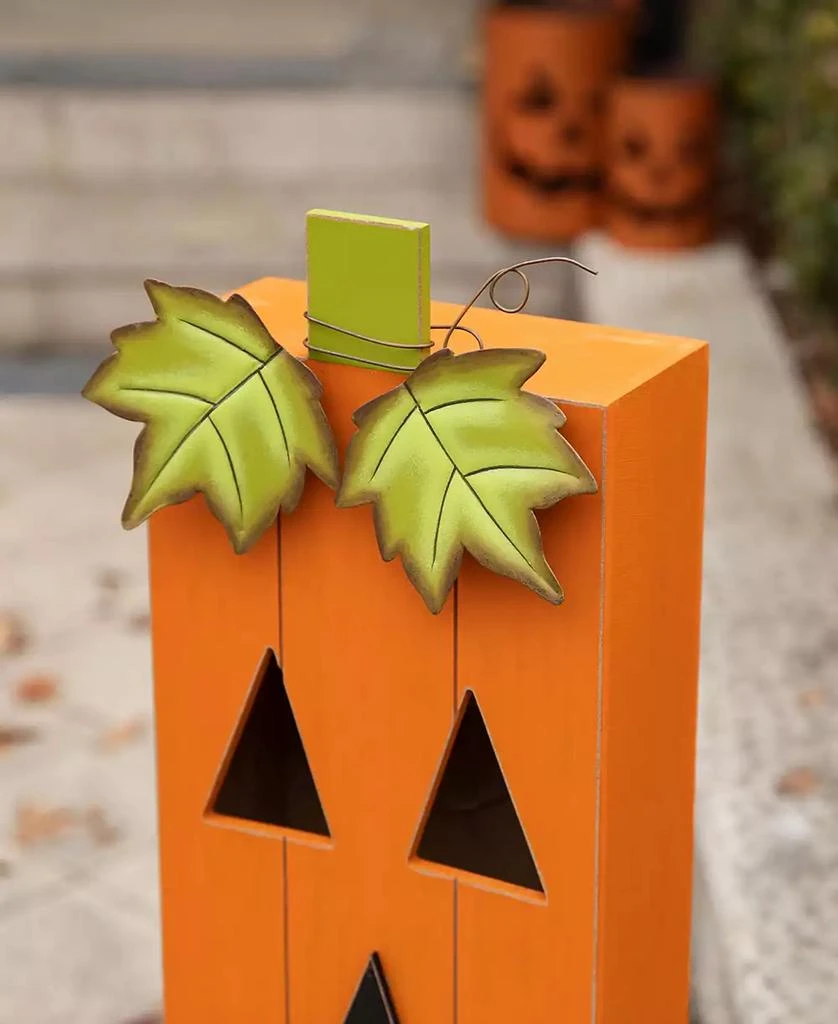 Lighted Halloween Wooden Pumpkin Porch Decor, 30" 商品