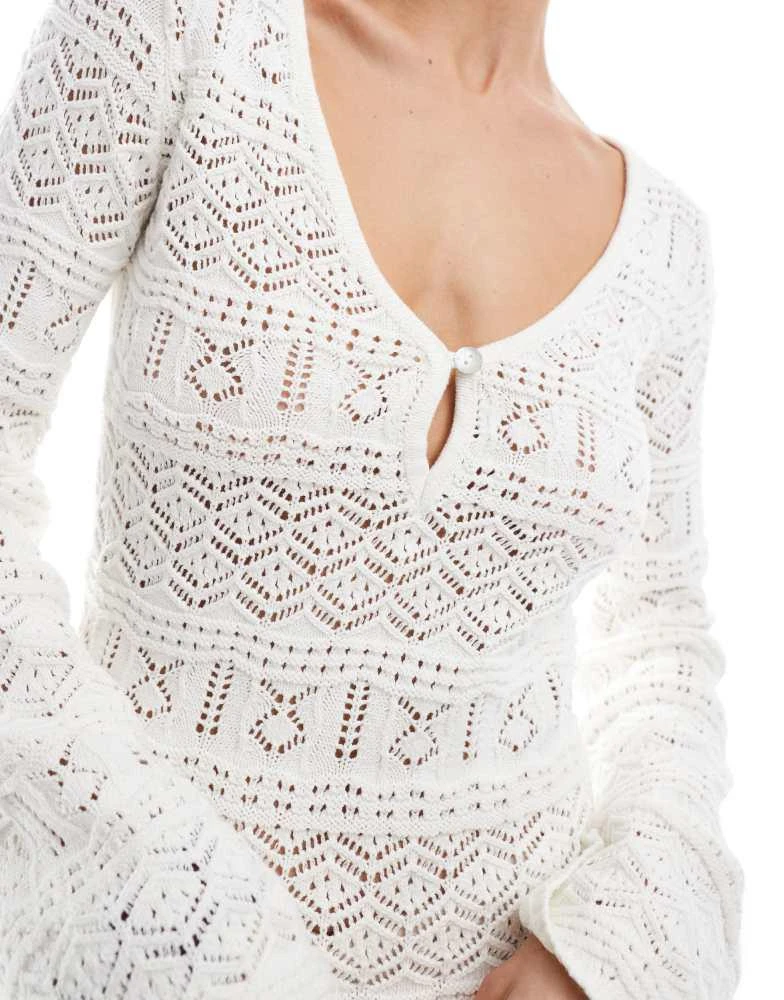 商品Bershka|Bershka rustic button up mini dress in white,价格¥316,第4张图片详细描述