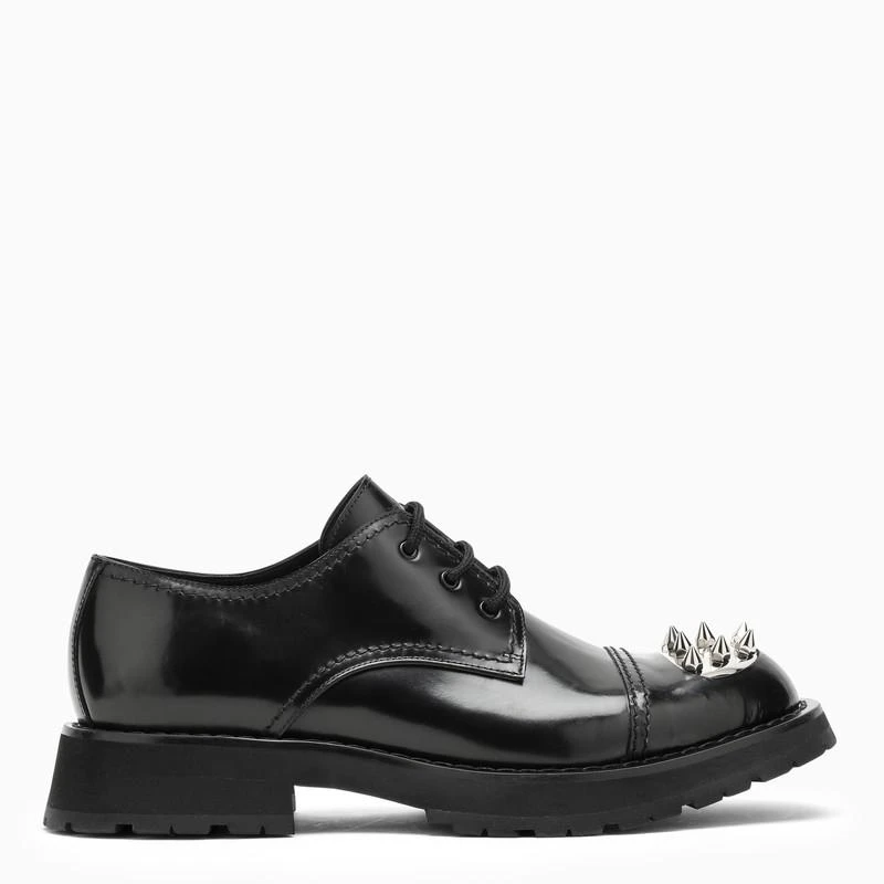 商品Alexander McQueen|Black Punk Stud Derby shoes,价格¥2187,第1张图片