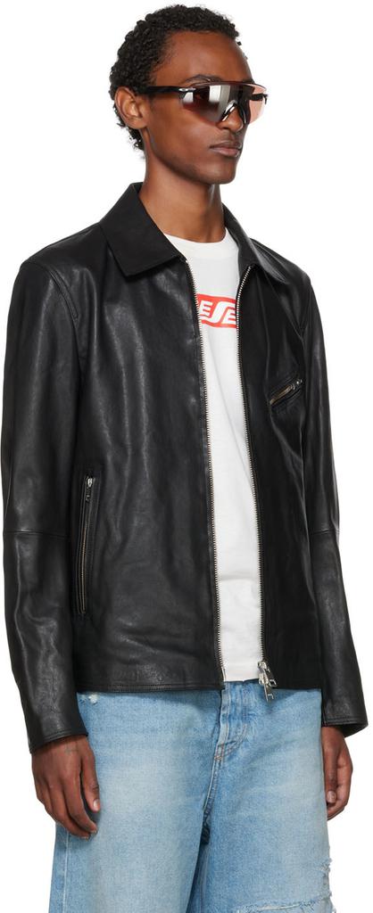 Black Korn Leather Jacket商品第2张图片规格展示