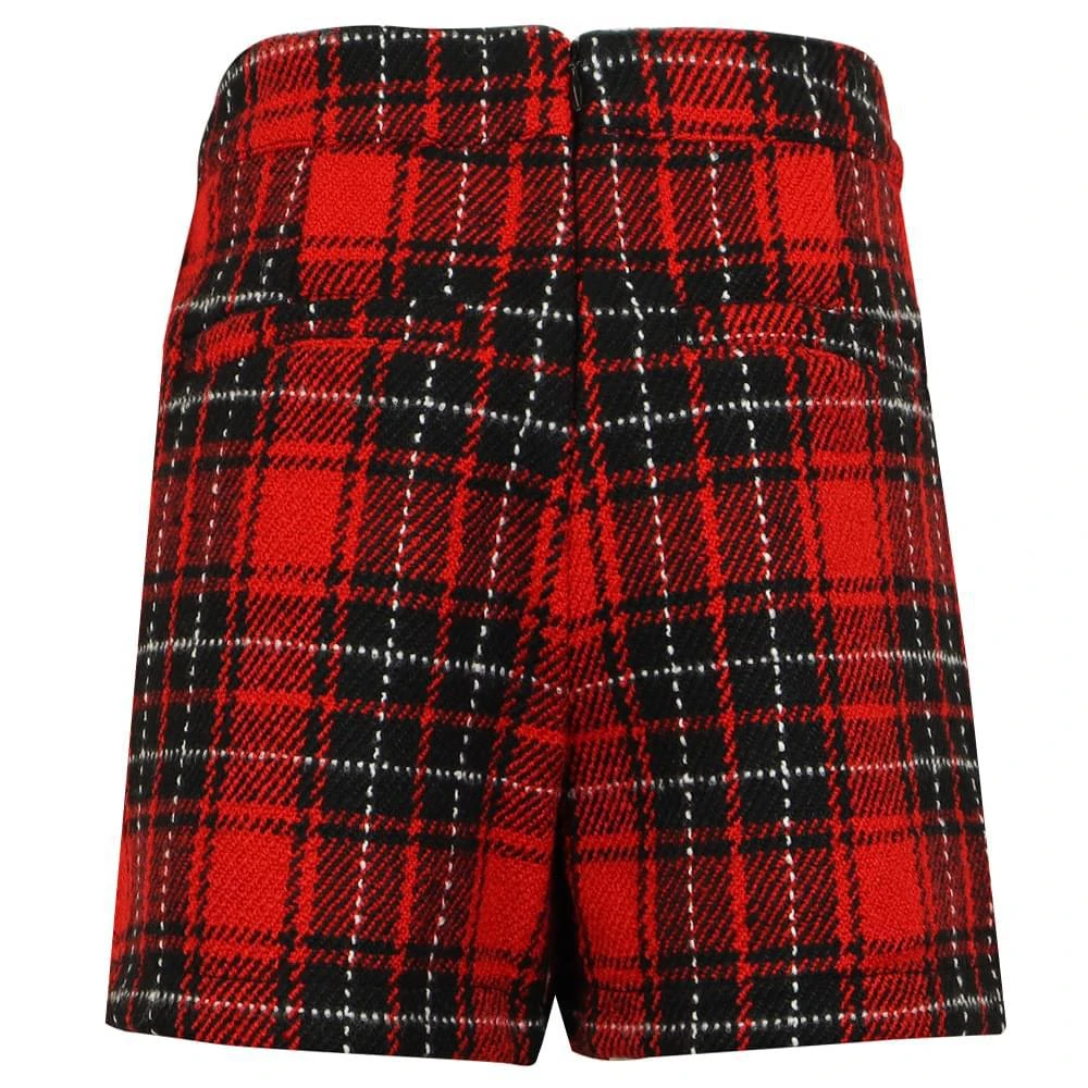 商品GUESS|Red Tartan Button Detail Shorts,价格¥161,第4张图片详细描述