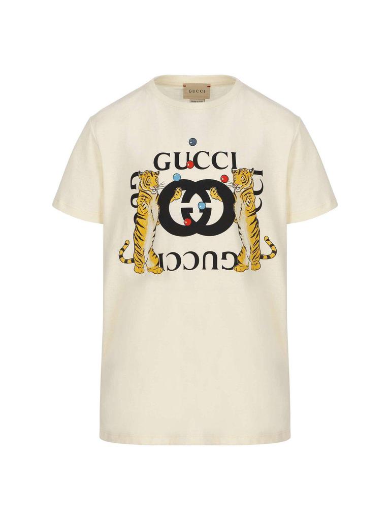 Gucci Logo Printed Crewneck T-shirt商品第1张图片规格展示