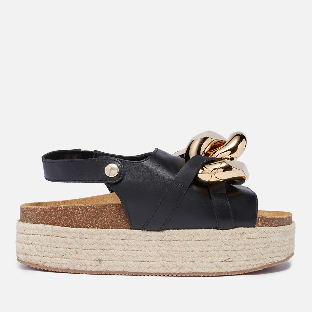 JW Anderson Women's Chain Leather Platform Espadrilles - Black商品第1张图片规格展示