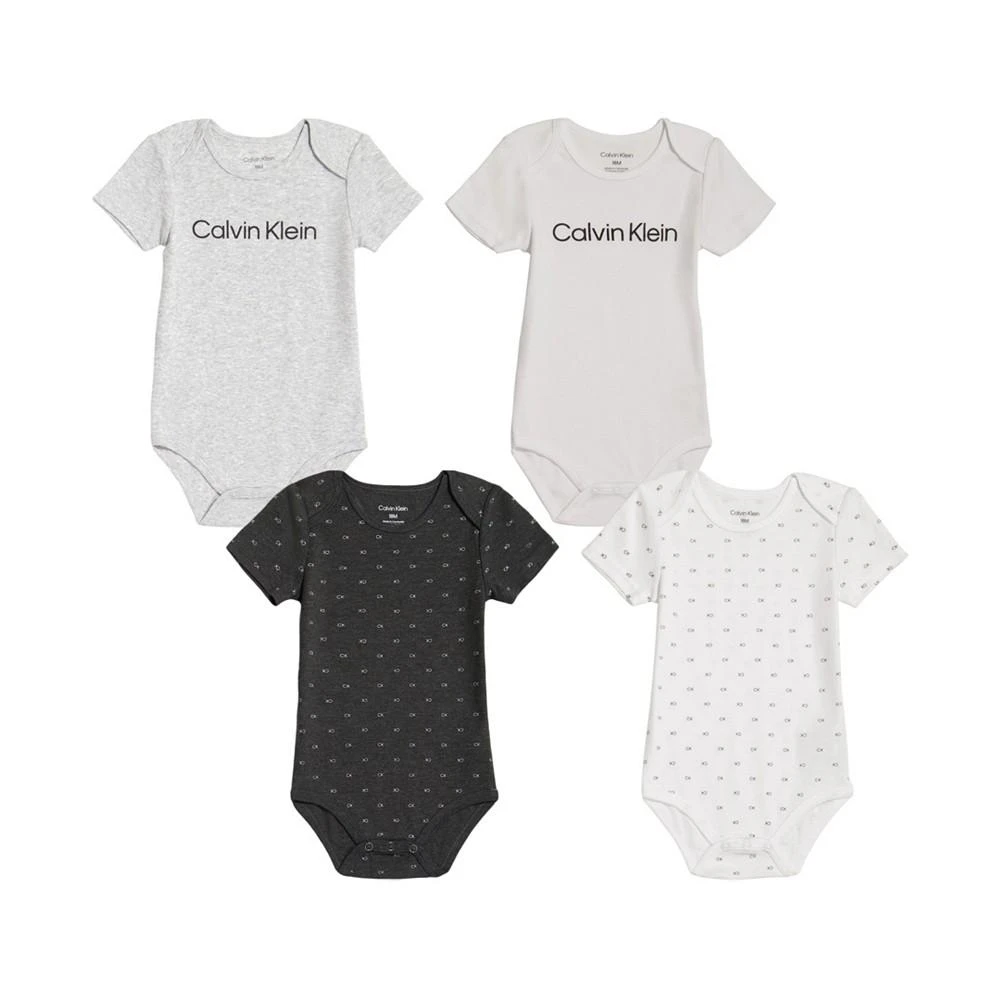 商品Calvin Klein|Baby Boys or Baby Girls Logo Bodysuits, Pack of 4,价格¥104,第1张图片