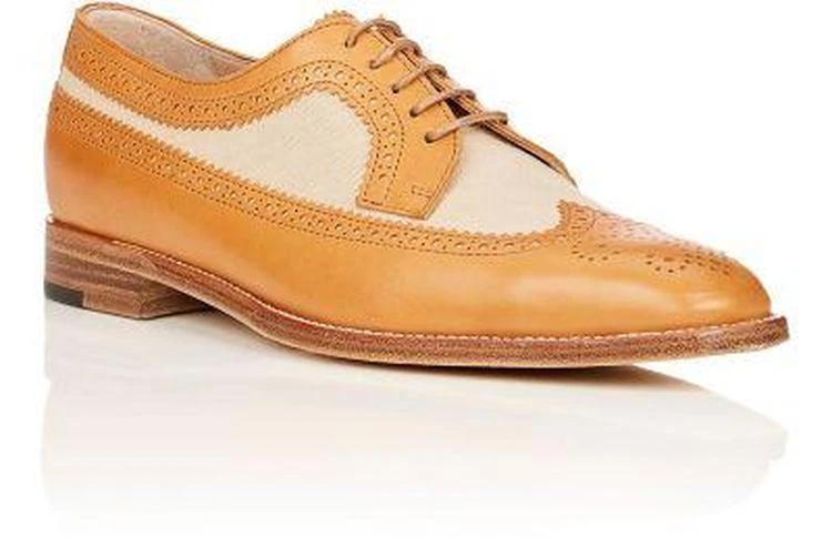 商品Manolo Blahnik|Lorenzabi Leather & Linen Oxfords,价格¥5911,第2张图片详细描述