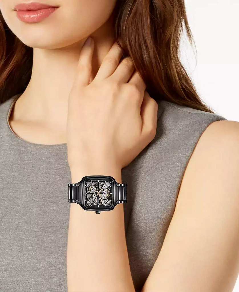 商品Rado|Unisex Swiss Automatic True Square Open Heart Black Ceramic Bracelet Watch 38x38mm,价格¥19458,第2张图片详细描述