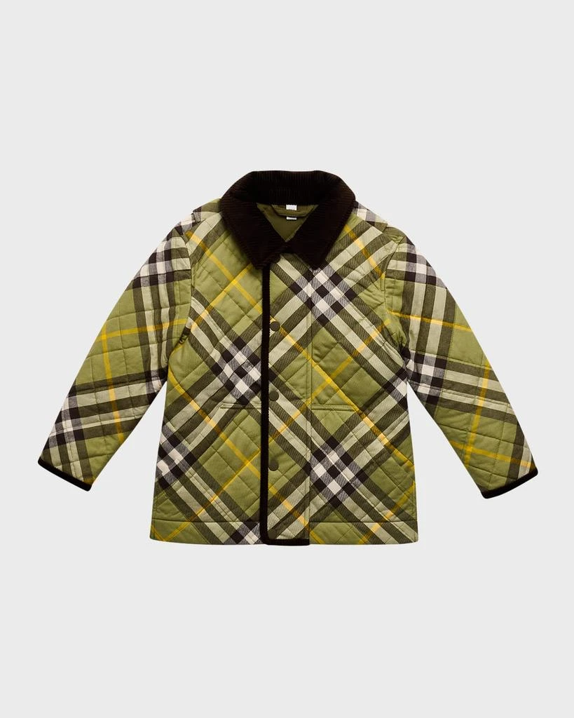 商品Burberry|Boy's Grayson Check Quilted Jacket, Size 3-14,价格¥2280,第1张图片