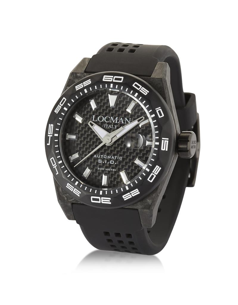 Stealth 300 mt 自动黑色碳纤维和钛表壳配硅胶表带男士手表商品第2张图片规格展示