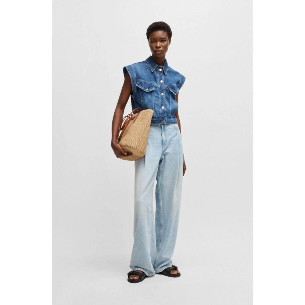 商品Hugo Boss|Raffia tote bag with detachable pouch,价格¥1261,第2张图片详细描述