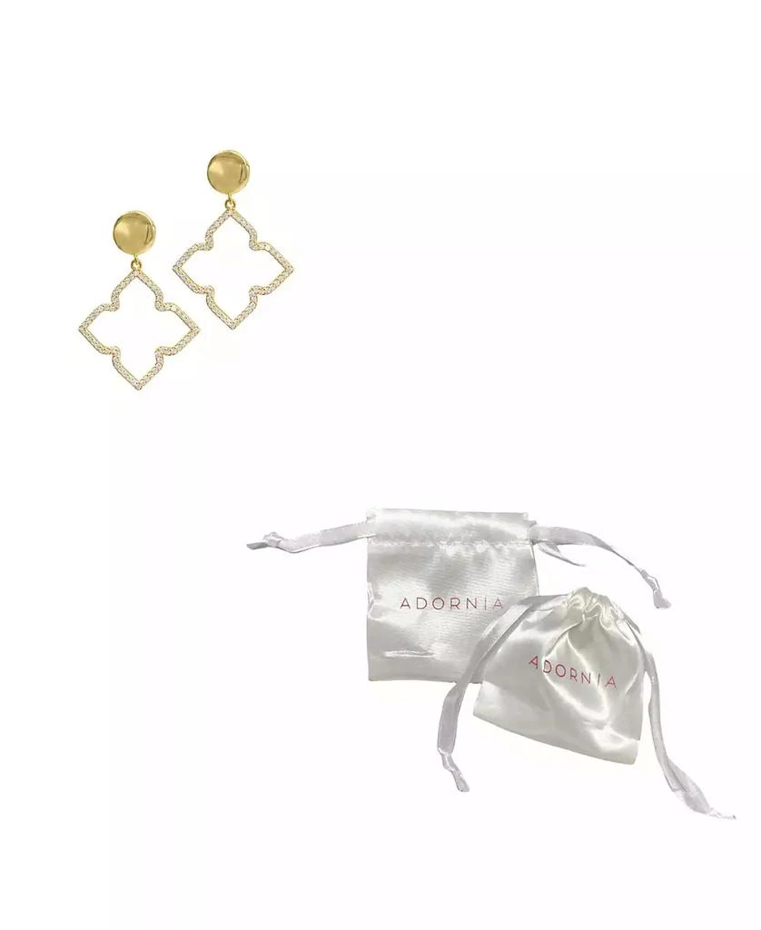 商品ADORNIA|Women's 14K Gold-Tone Plated Drop and Dangle Crystal Lined Floral Earrings,价格¥187,第2张图片详细描述