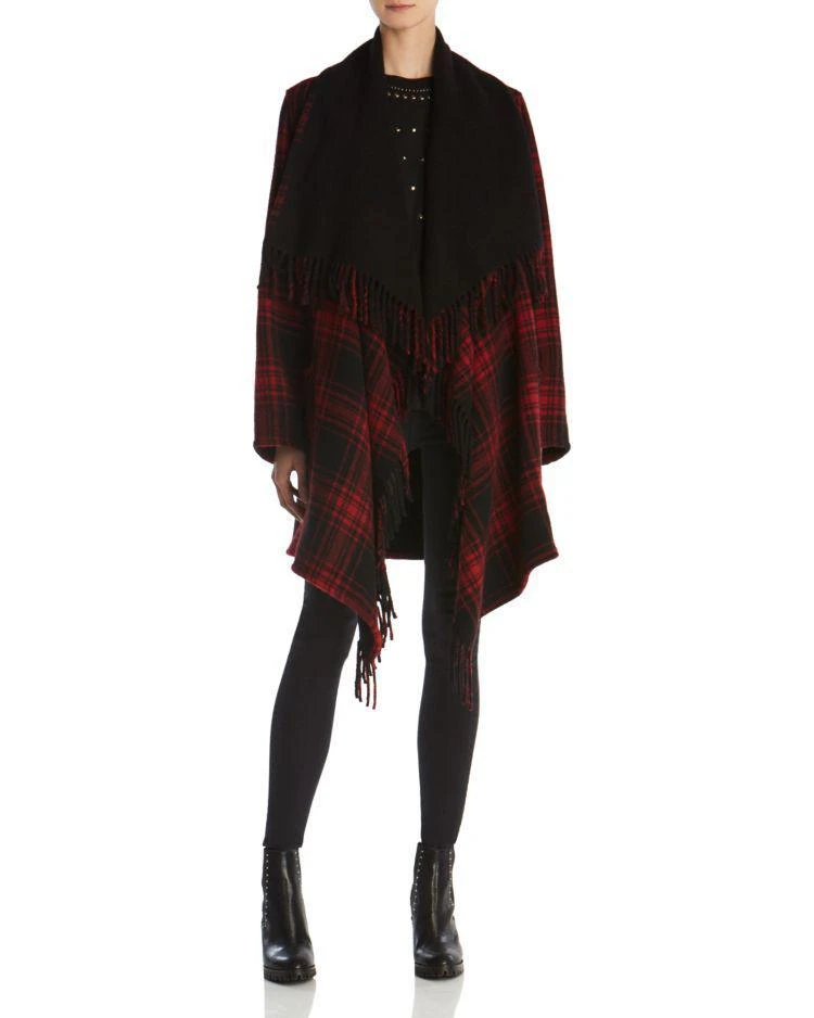 商品The Kooples|Solid & Check-Print Fringed Poncho,价格¥1684,第1张图片