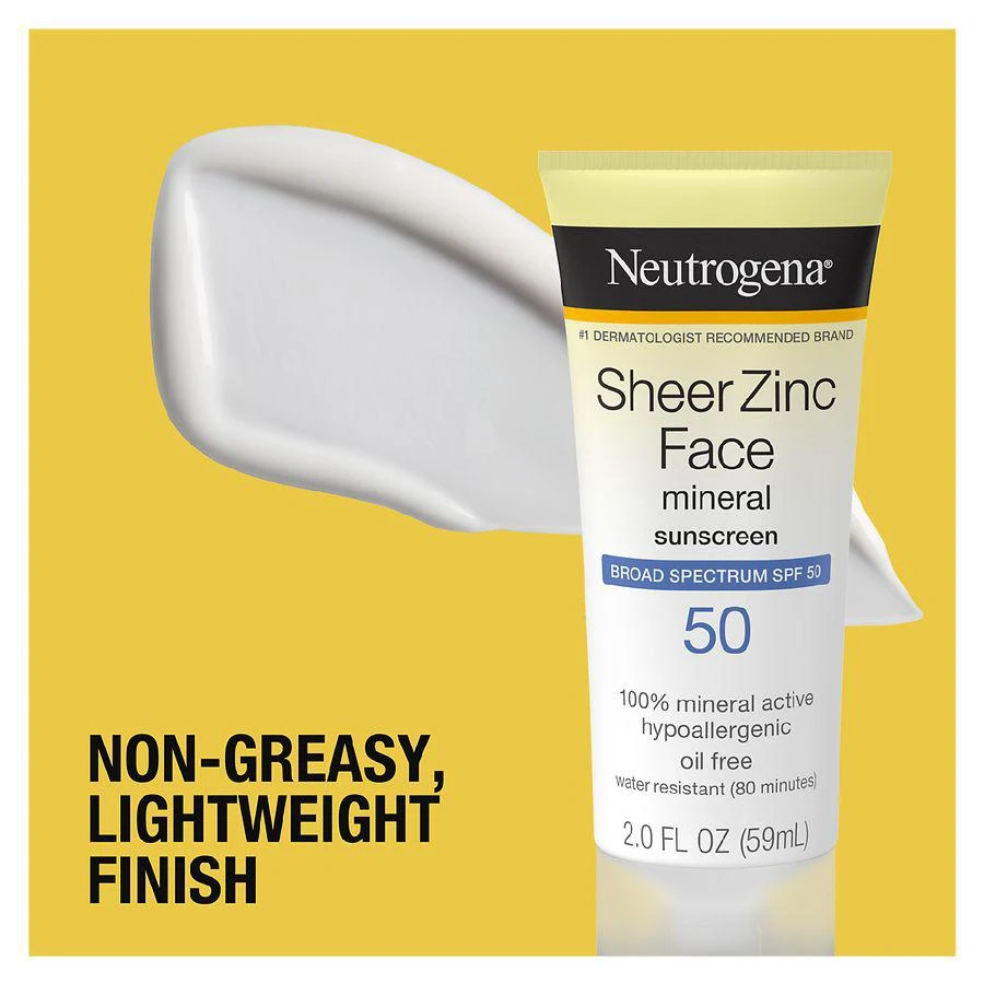 商品Neutrogena|Sheer Zinc Dry-Touch Face Sunscreen With SPF 50 Fragrance Free,价格¥56,第4张图片详细描述