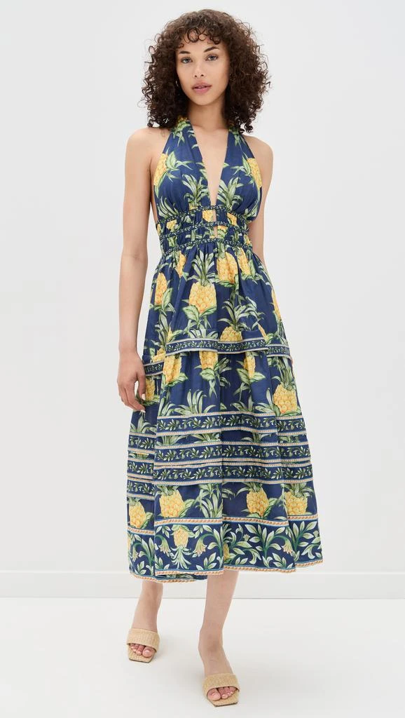 Delicate Pineapple Navy Blue Midi Dress 商品