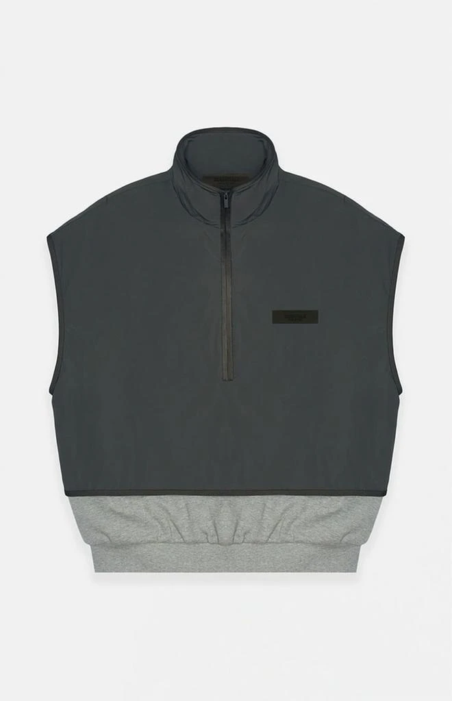 Dark Heather Oatmeal Ink Nylon Fleece Mock Neck Vest 商品