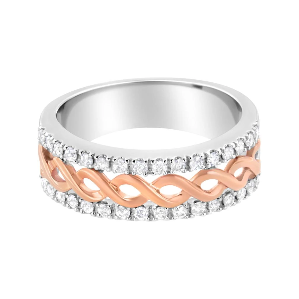 商品Haus of Brilliance|10K White and Rose Gold 1/3 Cttw Diamond Split Shank and Infinity Ribbon Band Ring,价格¥6316,第2张图片详细描述