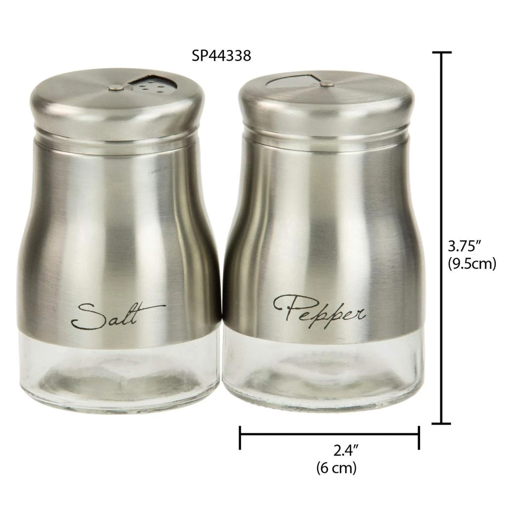 商品Home Basics|Home Basics 5 oz. Salt and Pepper Set with See-Through Glass Base, Silver,价格¥127,第3张图片详细描述
