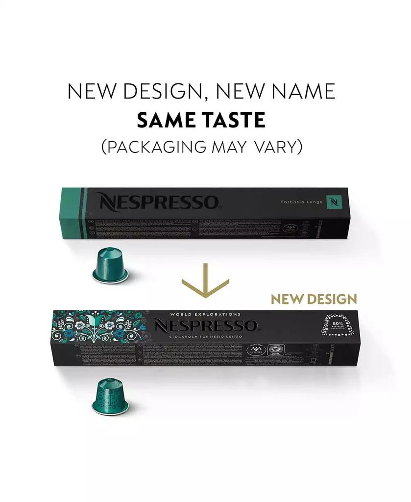商品Nespresso|Capsules OriginalLine, Stockholm Fortissio Lungo, Dark Roast Coffee, 50 Count Coffee Pods,价格¥336,第2张图片详细描述