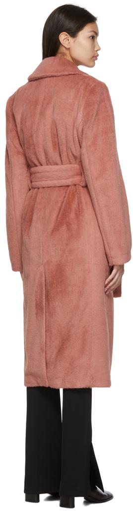 Pink Belted Faux Fur Coat商品第3张图片规格展示