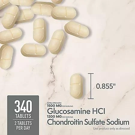 商品Member's Mark|Member's Mark Extra Strength Glucosamine HCl and Chondroitin Sulfate Sodium Tablets, 340 ct.,价格¥222,第3张图片详细描述