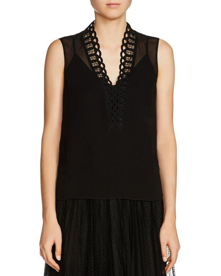 商品Maje|Lenta Scallop-Trim Top,价格¥933,第1张图片