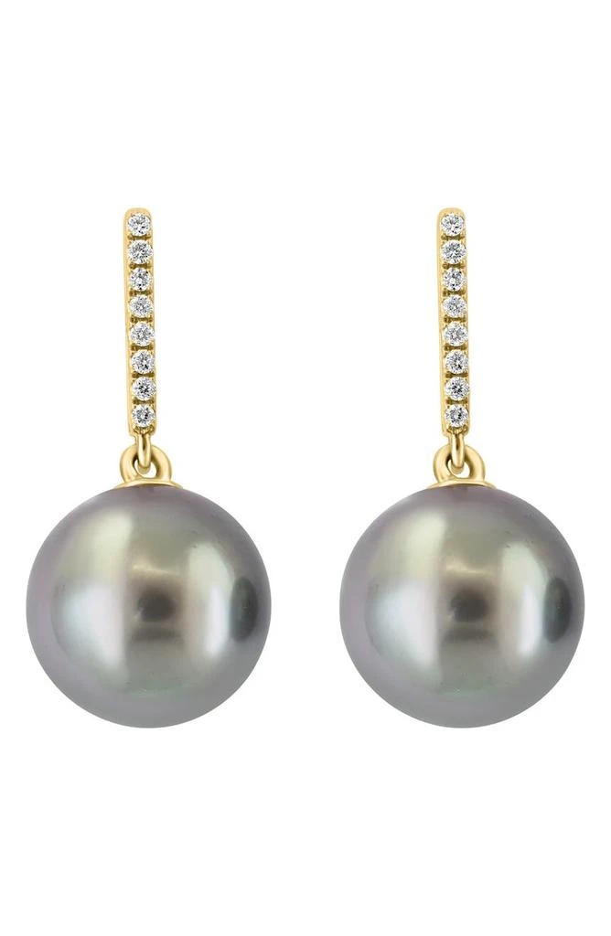 商品Effy|14K Yellow Gold Diamond & Tahitian Pearl Drop Earrings - 0.08ct.,价格¥6037,第1张图片