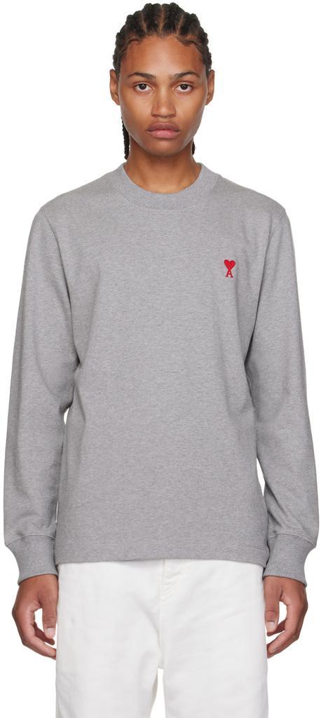 商品AMI|Gray Ami De Cœur Long Sleeve T-Shirt,价格¥522,第1张图片