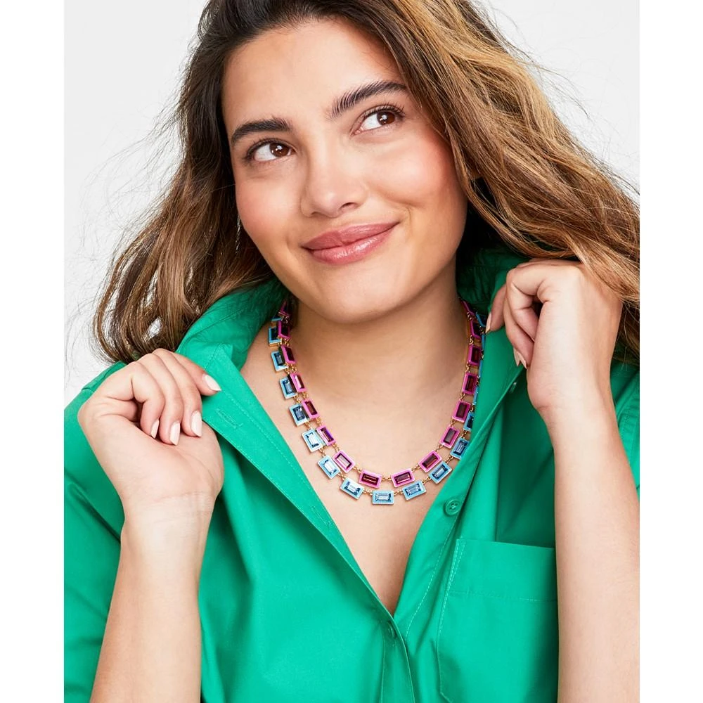 商品On 34th|Gold-Tone Enamel Stone Necklace, 17" + 2" extender, Created for Macy's,价格¥44,第2张图片详细描述