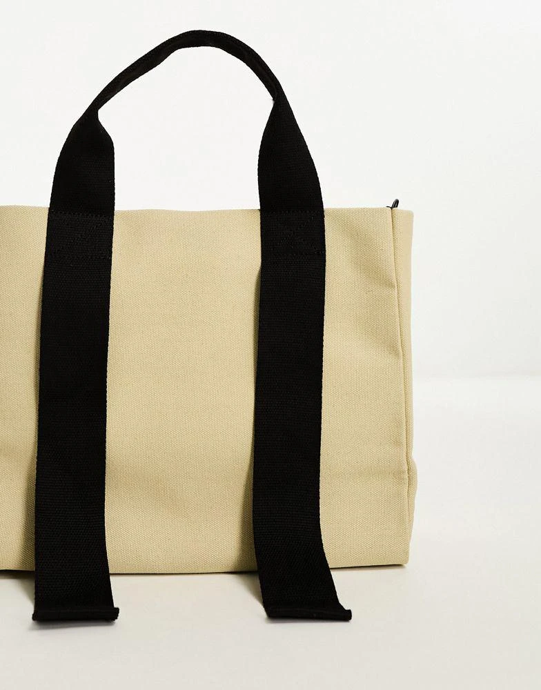 商品ASOS|ASOS DESIGN canvas tote bag with contrast strap and detachable crossbody bag strap,价格¥171,第2张图片详细描述