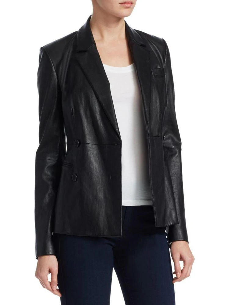 商品Theory|Bristol Double-Breasted Leather Blazer,价格¥7208,第3张图片详细描述