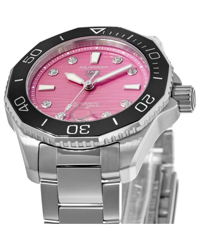 商品TAG Heuer|Tag Heuer Aquaracer Professional 300 Date Pink Diamond Dial Steel Women's Watch WBP231J.BA0618,价格¥23888,第3张图片详细描述