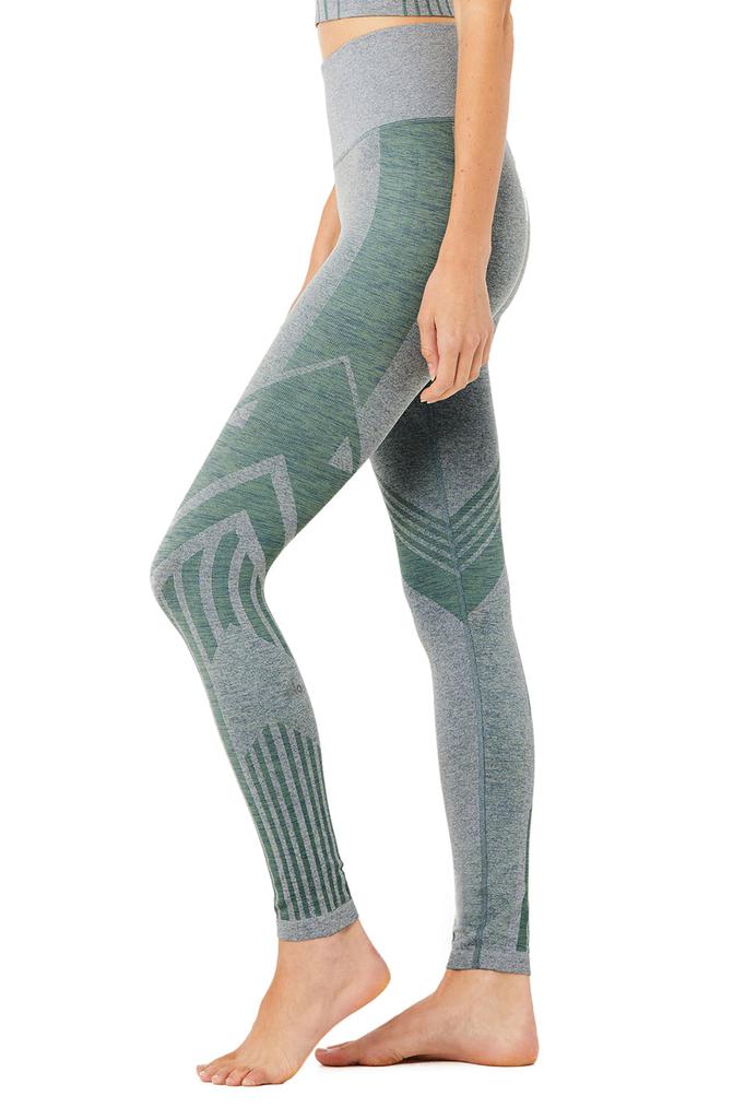 7/8 High-Waist Seamless Tempo Legging - Blue Haze Heather/Sprout Heather商品第3张图片规格展示