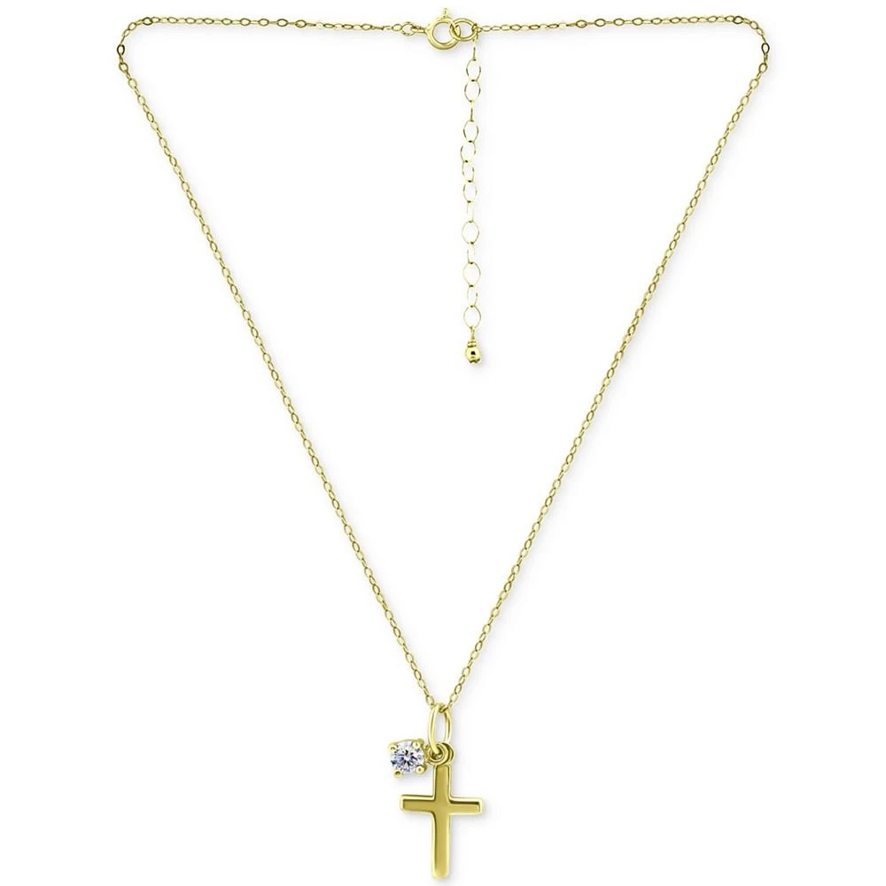 商品Giani Bernini|Cubic Zirconia Solitaire & Polished Cross Pendant Necklace in 18k Gold-Plated Sterling Silver, Created for Macy's,价格¥164,第3张图片详细描述