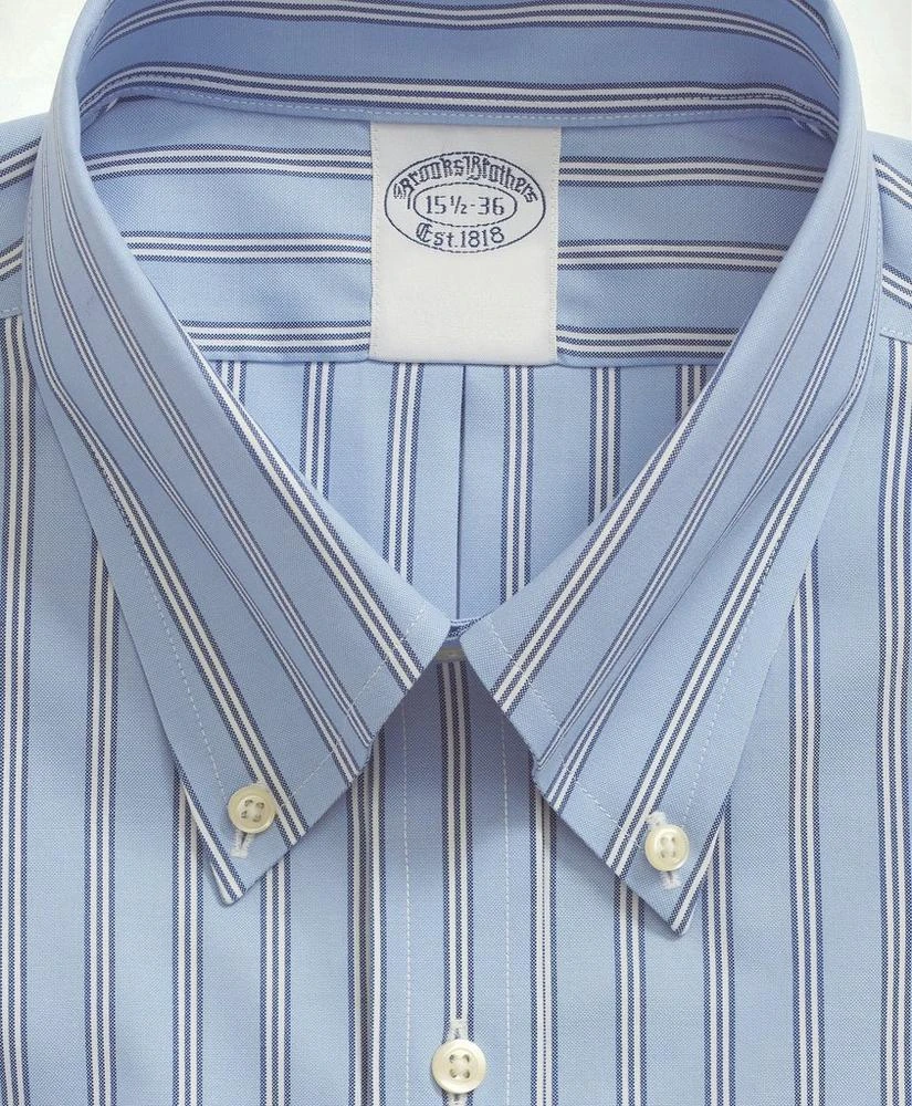 商品Brooks Brothers|Stretch Supima® Cotton Non-Iron Pinpoint Oxford Button-Down Collar, BB#1 Rep Stripe Dress Shirt,价格¥469,第2张图片详细描述