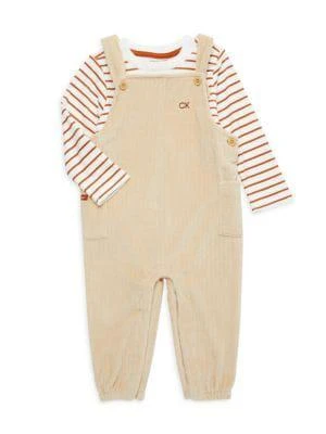 商品Calvin Klein|Baby Girl's 2-Piece Striped T Shirt & Overall Set,价格¥257,第1张图片