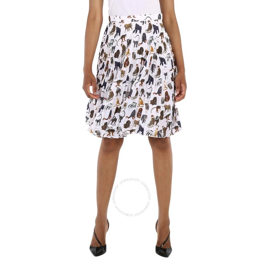 商品Burberry|Ladies Monkey Print Pleated Crepe De Chine Skirt,价格¥1075,第1张图片