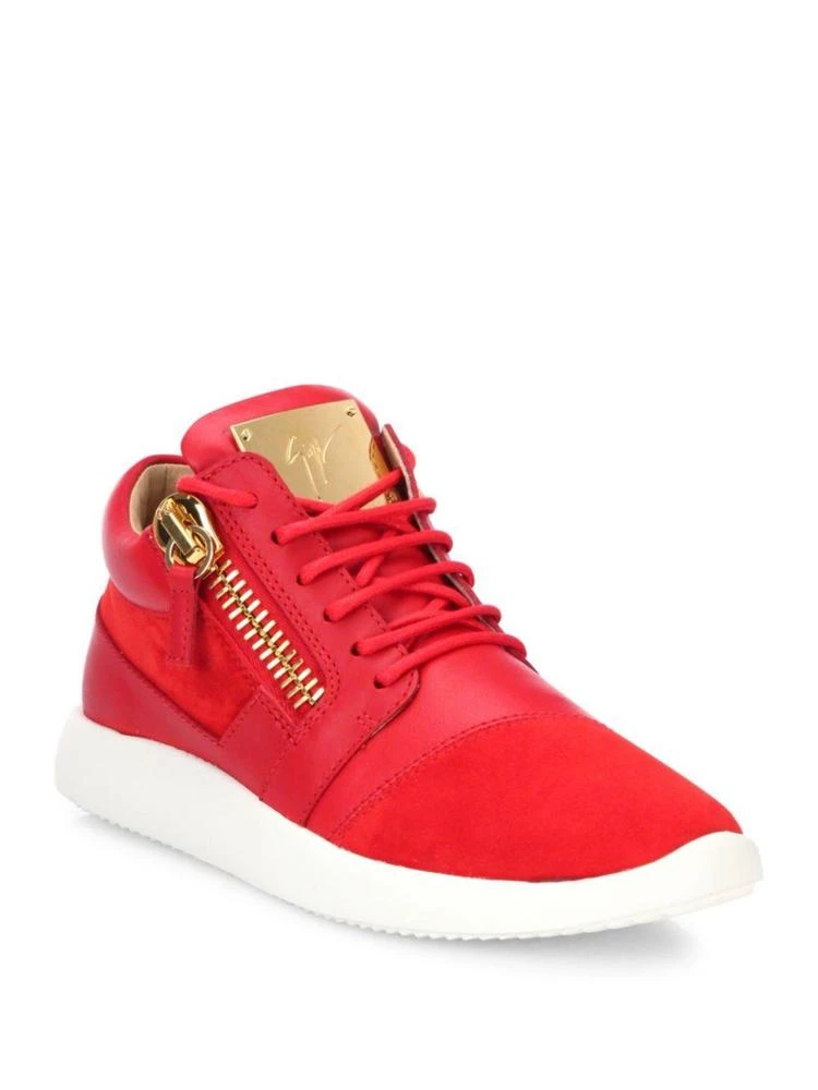 商品Giuseppe Zanotti|Leather & Suede Side-Zip Sneakers,价格¥2084,第1张图片