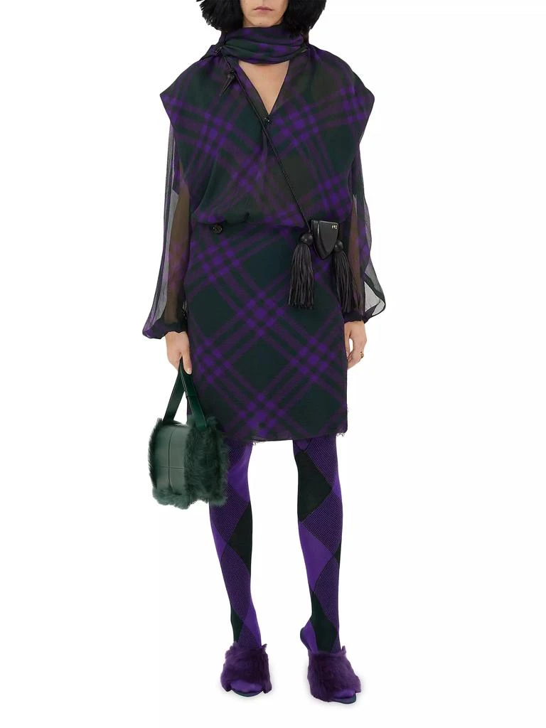 商品Burberry|Check Silk Chiffon Relaxed-Fit  Scarf-Neck Blouse,价格¥14589,第2张图片详细描述
