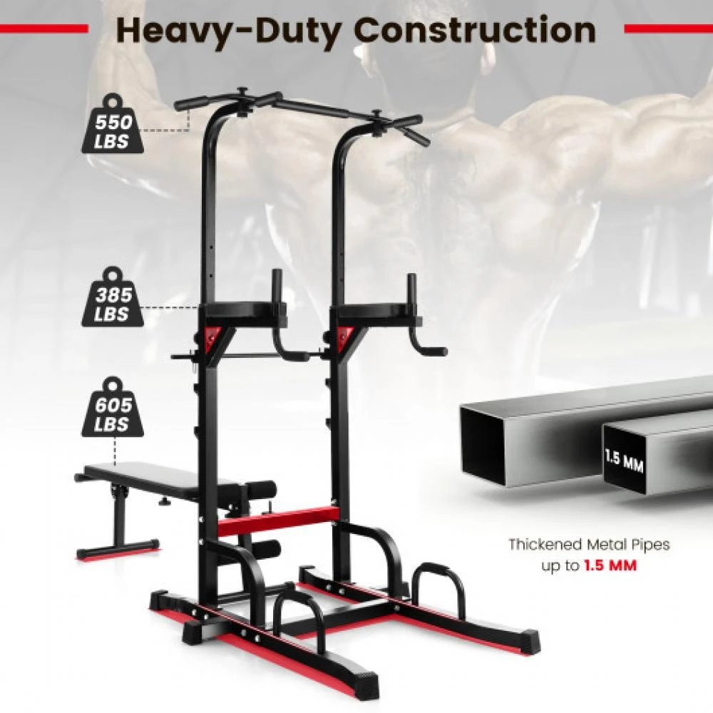 商品Hivvago|Power Tower Pull Up Bar Stand with Adjustable Heights and Bench,价格¥2051,第5张图片详细描述