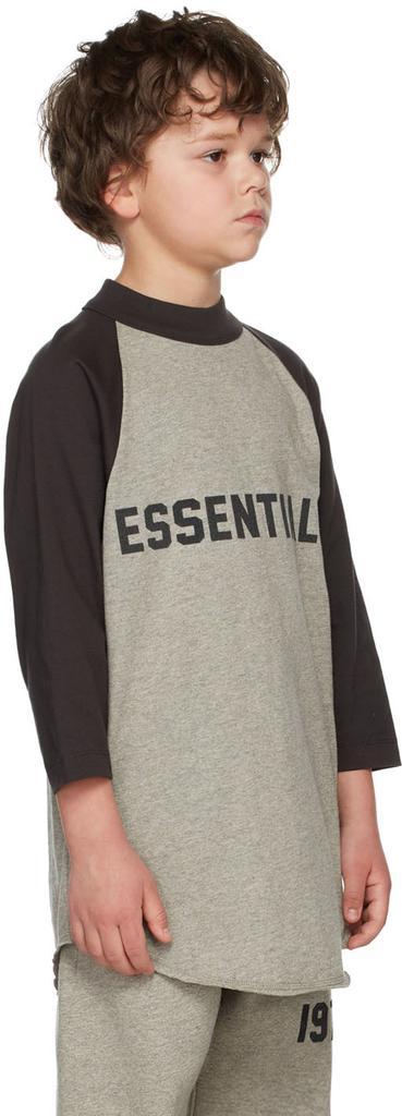 商品Essentials|Kids Grey Three-Quarter Sleeve Baseball T-Shirt,价格¥193,第5张图片详细描述